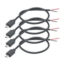 Short Micro USB Male 2 Pin Bare Wire Open End Pigtail Power Cable 4PCS 30cm