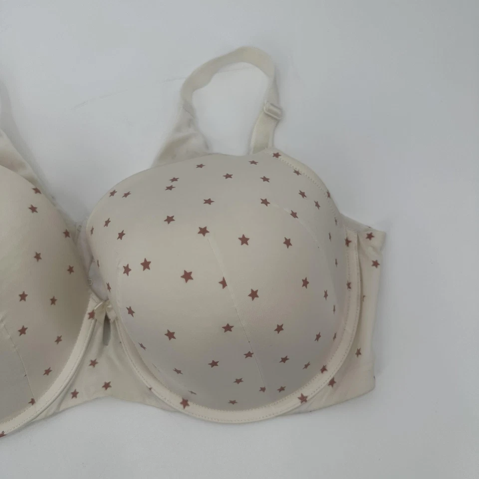 Torrid Curve Bra Womens 42DD Ivory Star Print 360 Back Smoothing T-Shirt Padded - Image 2 of 4