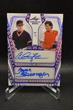 Charlie Sheen Tom Berenger Auto /7 2024 Leaf Trinity Major League Taylor Vaughn