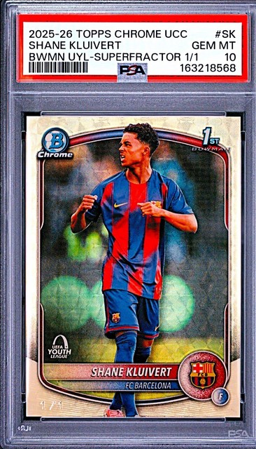 2025-26 Shane Kluivert 1/1 Topps Chrome UCC Superfractor Rookie RC PSA 10
