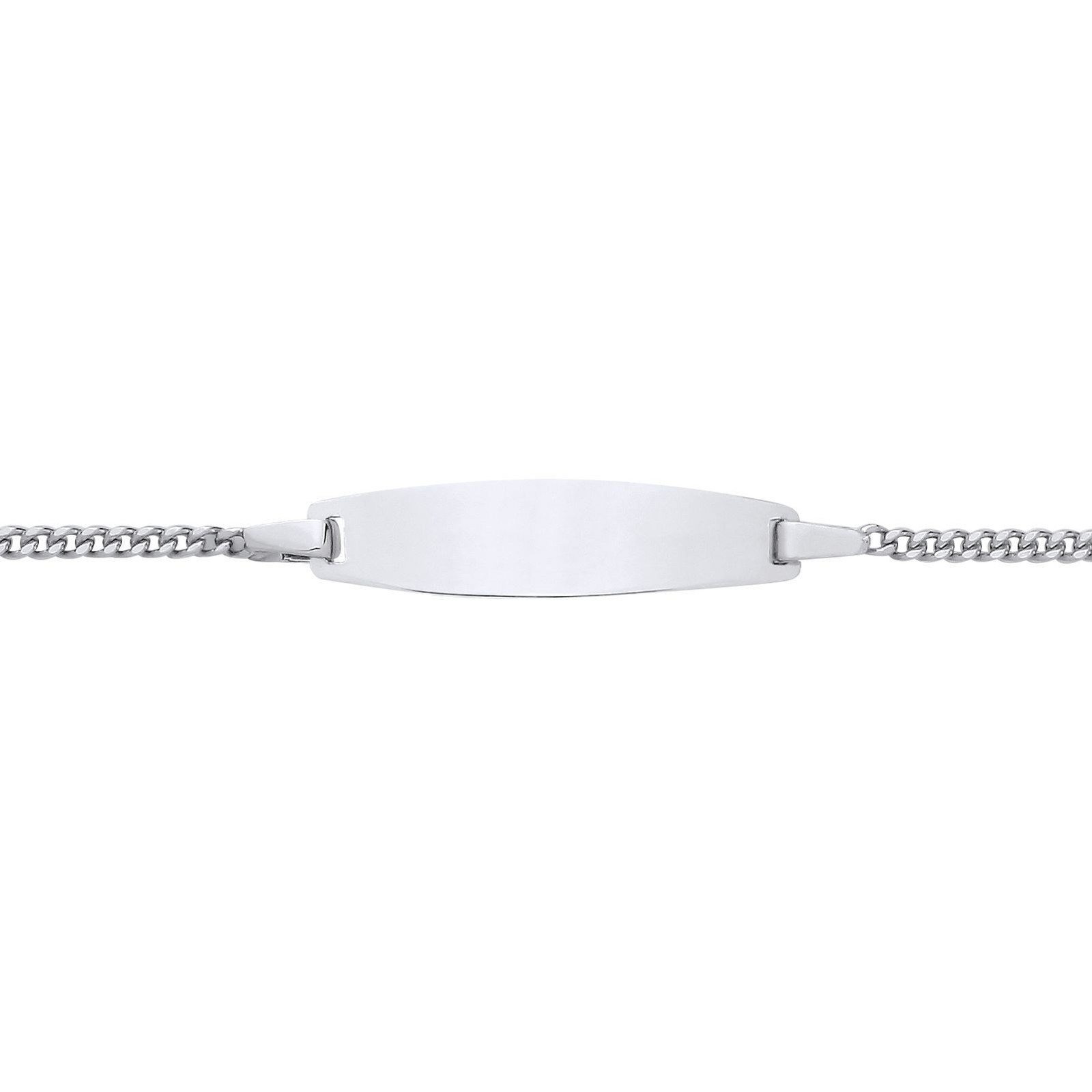 Kids Silver Jewelco London Curb Chain Oval Bar Identity ID Bracelet 5 + 1 inch