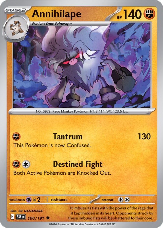 Annihilape - 100/191 - Uncommon (Near Mint) Surging Sparks - Fighting Pokémon