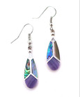 Argento Forte Purple Abalone Shell Inlay Sterling Silver Teardrop Wire Earrings — photo 1