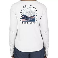 Reel Life Women s Small UPF 50 UV Sun Shirt Long Sleeve White Jax Beach