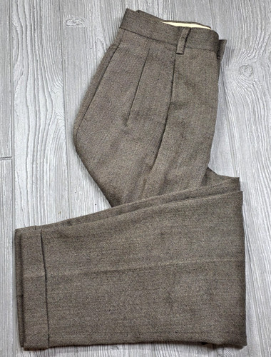 Vtg GAP Wool Pleated Trousers Brown 30x29 High Rise Cuffed Wool Herringbone by GAP, $49.97 - Photo 2