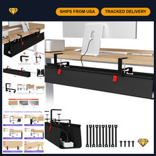 No Drill Under Desk Cable Management Tray - 36 Inch Organizer for Cables  Wires