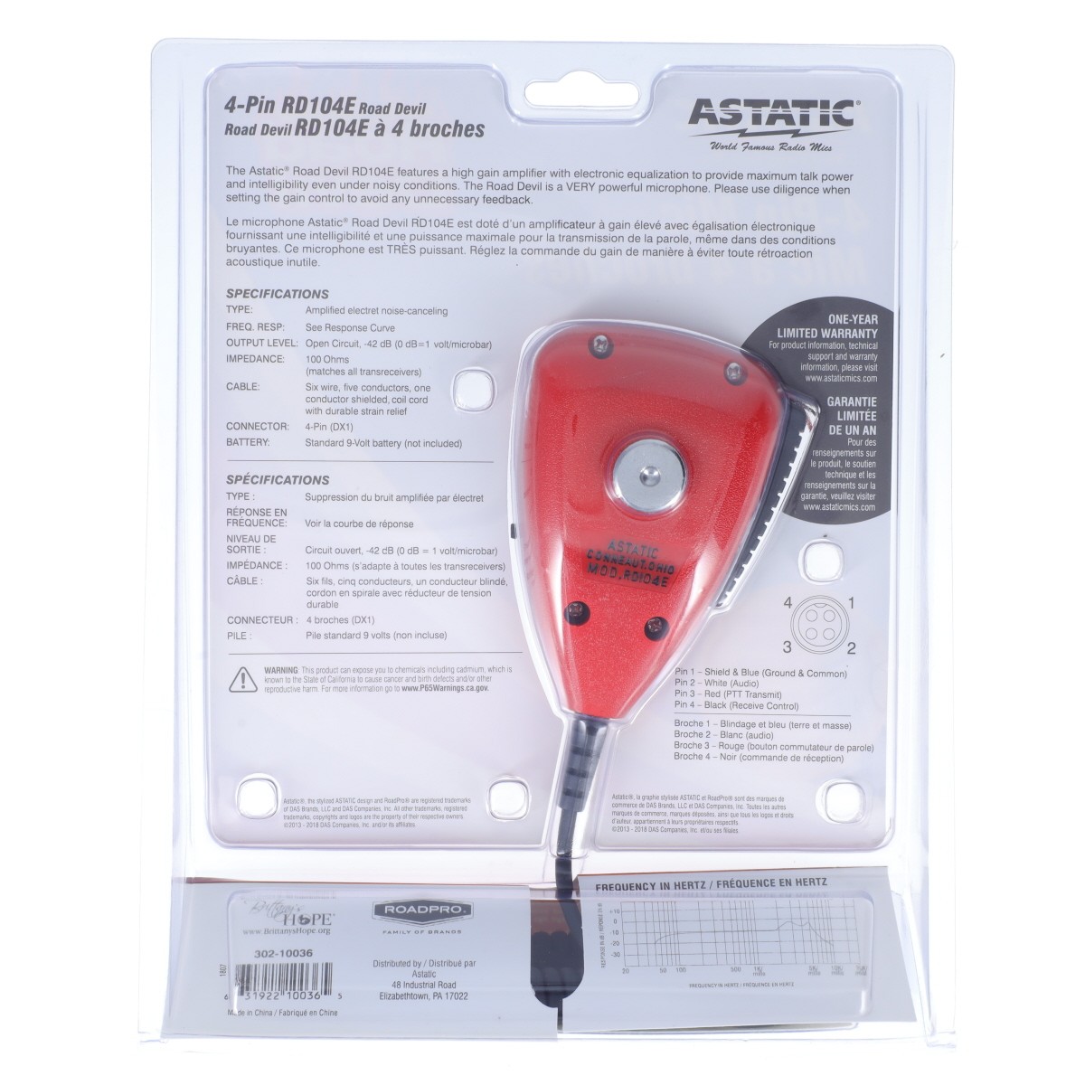 Astatic Road Devil Amplified 4-Pin CB Microphone RD104E Road Devil