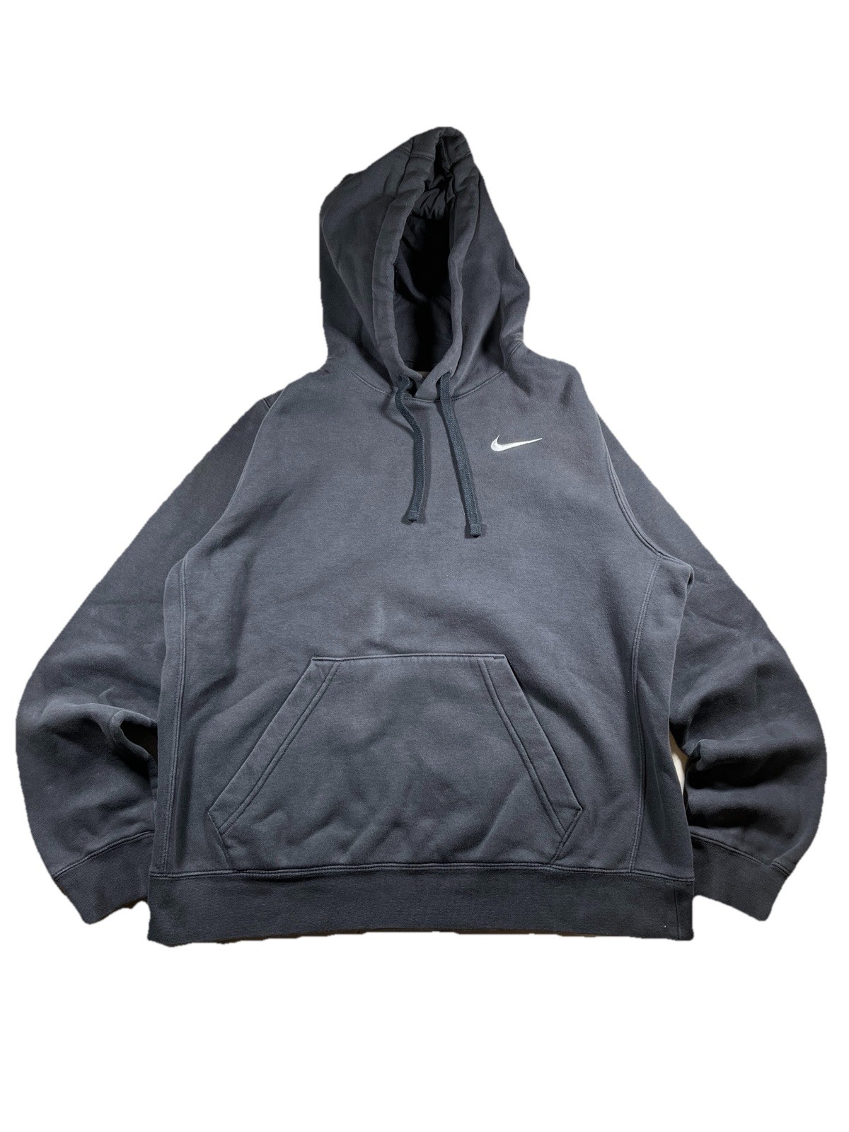 Nike Gray Pullover Hoodie Small Swoosh Logo Kangaroo Pocket