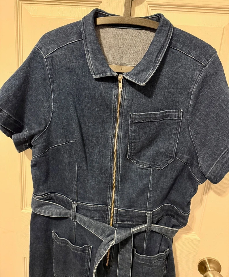 Anthropologie Maeve Colette Weekend Blue Denim Jumpsuit Plus 16W, Wide Legs - Image 3 of 4