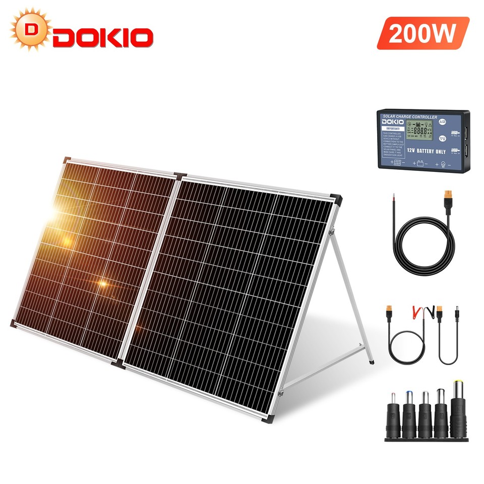 Dokio 100W 160W 200W 12V Suitcase Portable Solar Panel Kit For RV Boat ...