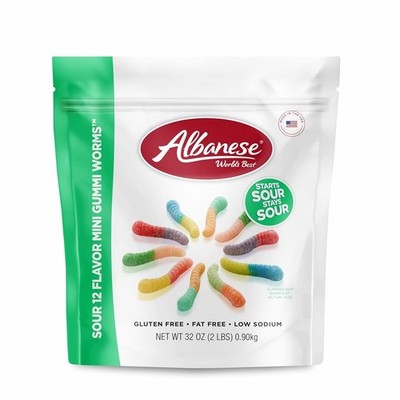 32oz World's Best Sour Mini Gummy Worms - Chewy, Gluten Free & Kid-Approved