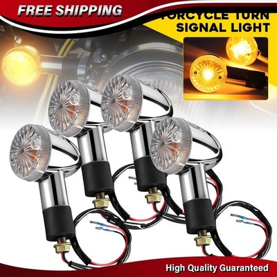 4PCS Motorcycle Turn Signal Lights 12V Front Rear Blinkers Indicators Amber M10