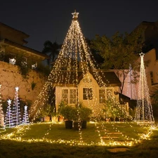 AplusChoice 20Ft Flag Pole Kit Christmas Tree Light 4840 LED Outdoor Warm White