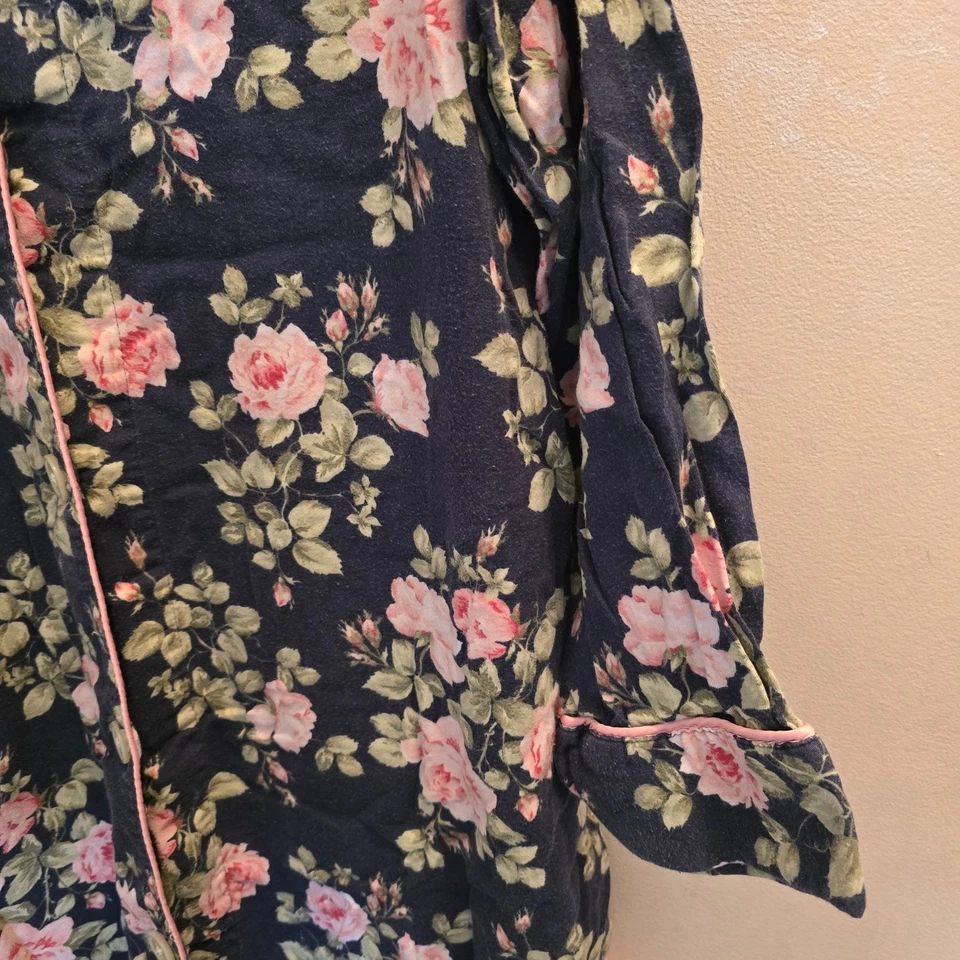 Camisón Lauren Ralph Lauren Floral XL Azul Marino Rosa Rosas Abotonado Foto 4 de 4