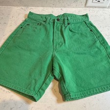 Vintage Jordache Green Denim High Waisted Shorts Womens 26 Waist 80s 90s Retro