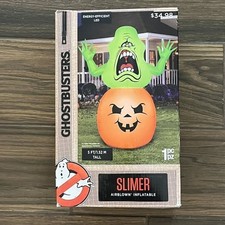 Gemmy Ghostbusters LED Airblown Slimer on Pumpkin Halloween-5ft Inflatable