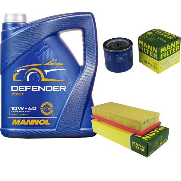 Mann Inspektionspaket 5L Mannol Defender 10W-40 FüR Fiat Panda 1.1 1.2 Punto-image