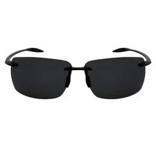 MAUI - Rimless TR90 Thin Sports Wrap Sunglasses Matte Black Smoke Polarized