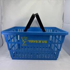 Vintage 90s Toys R Us Shopping Basket Blue  Geoffrey Cart Bag Store 