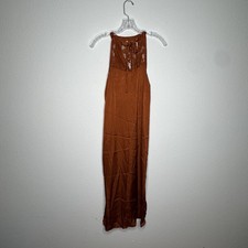 Band of Gypsies Dark Orange Satin High Neck Tank Sheath Dress Size S Revolve
