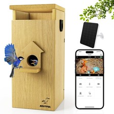 Bird House with Camera Solar Powered, 1080HD Live Video Night Vision for 24...