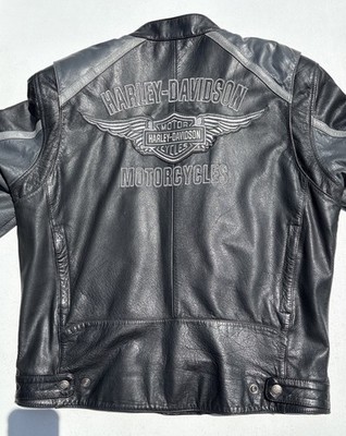 Harley Davidson Men CLASSIC CRUISER Leather Jacket Gray Large