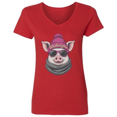 Cool Hog Support The District Design - Fans Ladies' V-Neck Tshirt