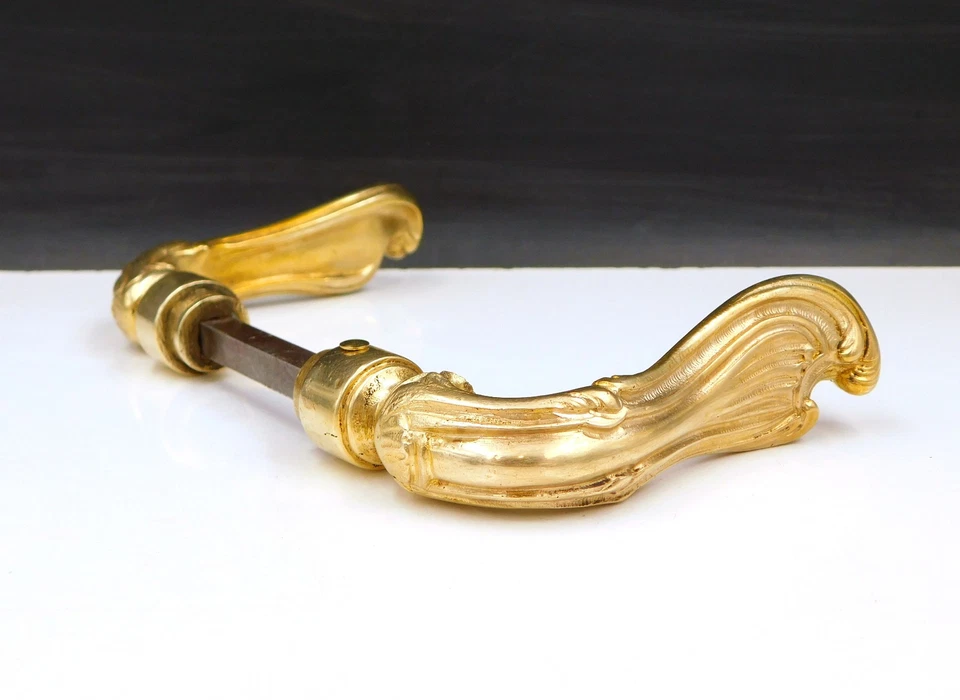 ▨7X7mm ancienne Paire de Poignées Bequilles en Bronze, Style Louis XV, vers 1900 - Photo 4/4