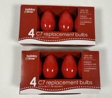 Holiday Time 8 Count C7 Replacement Red Bulbs Ceramic 2 packs of 4 NEW 
