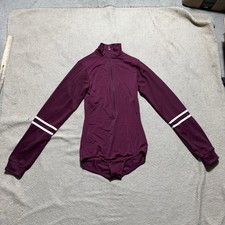 Balera Dance Performance Leotard Womens Small Black Cherry Front Zip Long Sleeve