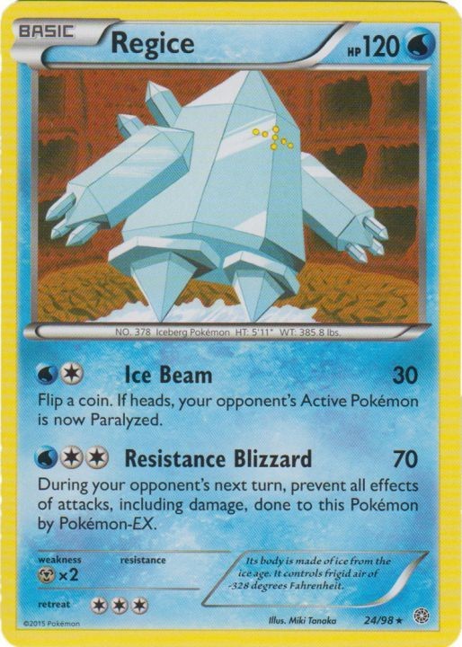 Regice - 24/98 - Rare (Near Mint) Ancient Origins - Water Pokémon