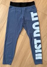 Women's Nike Blue High Waist Graphic Leggings, Size Medium, Cotton/Poly/Spandex