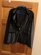 Women's Vintage Classic/Elegant Black Velvet Blazer M/L w/ Gold Buttons