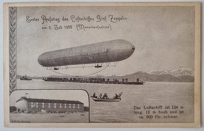 Zeppelin Foto / AK - Erster Aufstieg LZ 1 am 02. Juli 1900, Gel. Lothringen 1941