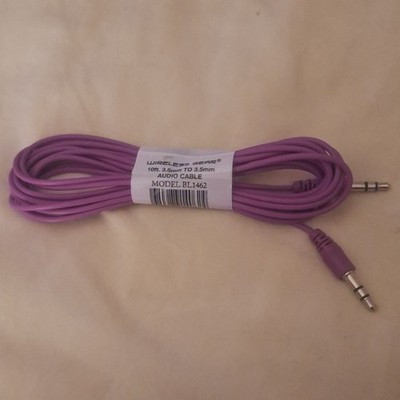 Wireless Gear 10ft 3.5mm AUX Audio Cable Universal AUX Cable Purple BL1462