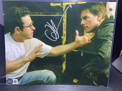 J.J. ABRAMS (w/ Tom Cruise) SIGNED | MISSION IMPOSSIBLE 8x10 | BECKETT BAS COA