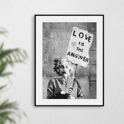 Banksy Einstein Liebeszitat Wandkunst Druck Graffiti Bild Kunstwerk Poster Dekor