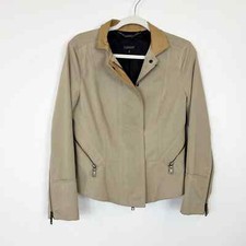 Strenesse Gabriele Strehle Zip Up Jacket With Snaps Tan Women's 6
