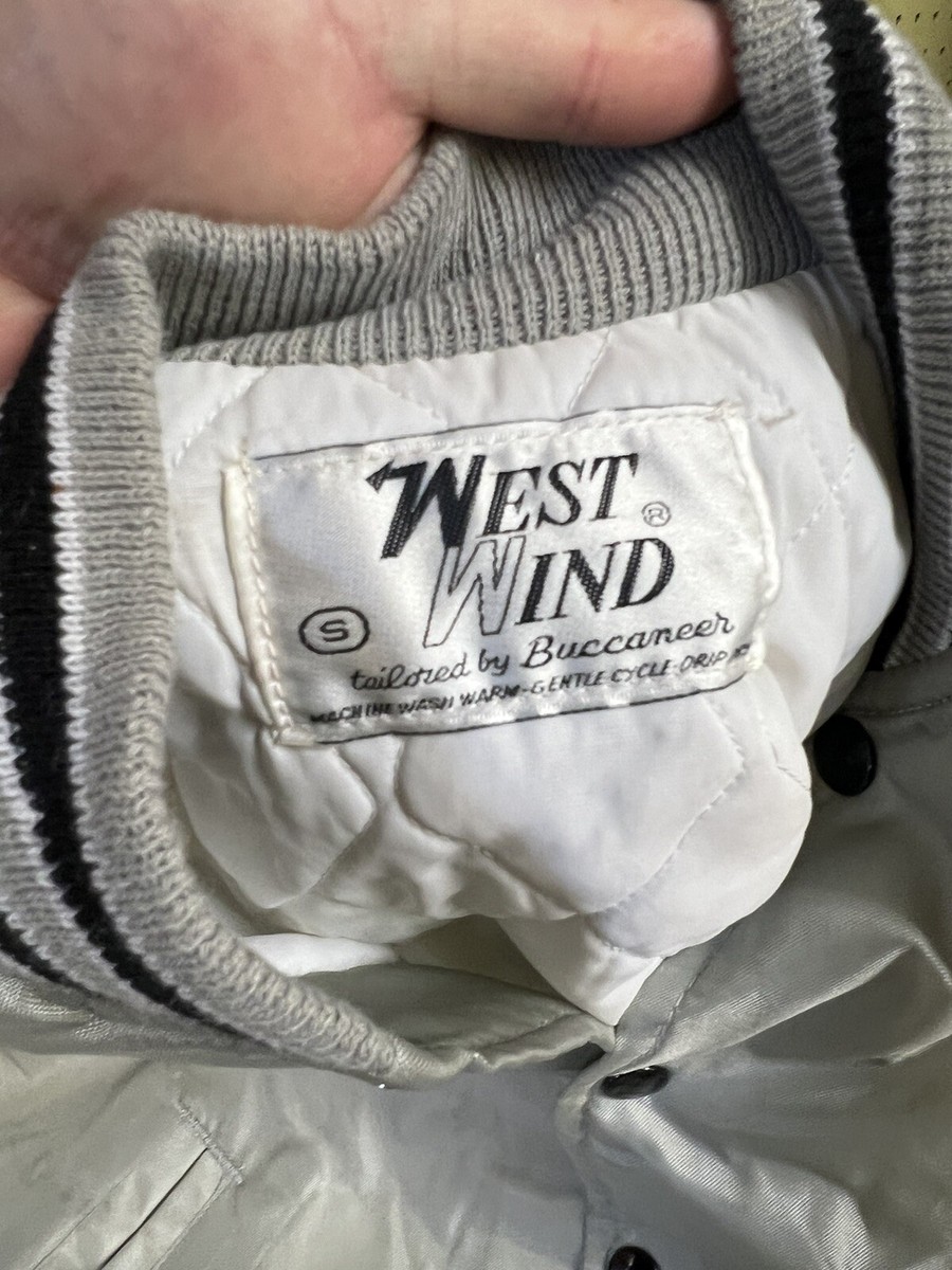 NOS Vintage 80s West Wind Gray Snap Nylon Satin Jacket Sz M