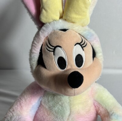 Disney Store 2020 Minnie Mouse 18'' Plush Easter Bunny Pastel Tie-Dye Pink Toy