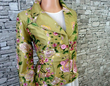 ECI NEW YORK DAMEN REINE SEIDE FEST ABEND BLAZER JACKE BLÜTEN GRÜN  M