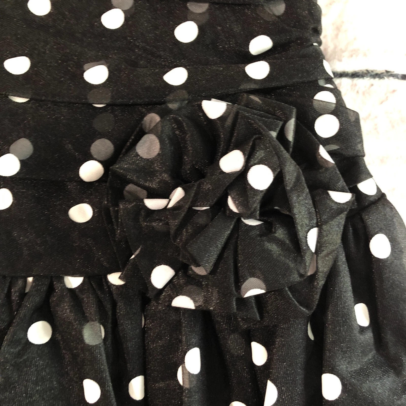 VALENTINO Mini abito vintage steppin out taglia 3 nero bianco a pois orlo a bolla affumicato anni 90