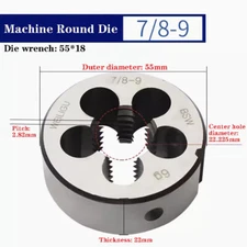 1PCS 7/8-9 HSS Machine Round Die BSW Thread Threading Dies 2.17" For 7/8-9 Tap