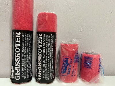 GLASSKOTER Solvent Resistant Roller Covers, 1/8'' & 3/8'' Mohair, Sizes 3'' to 9''