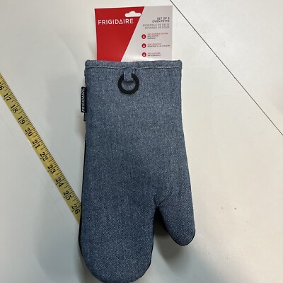 FRIGIDAIRE OVEN MITTS -2PC COTTON/NEOPRENE HEAT RESISTANT-Blue Canvas