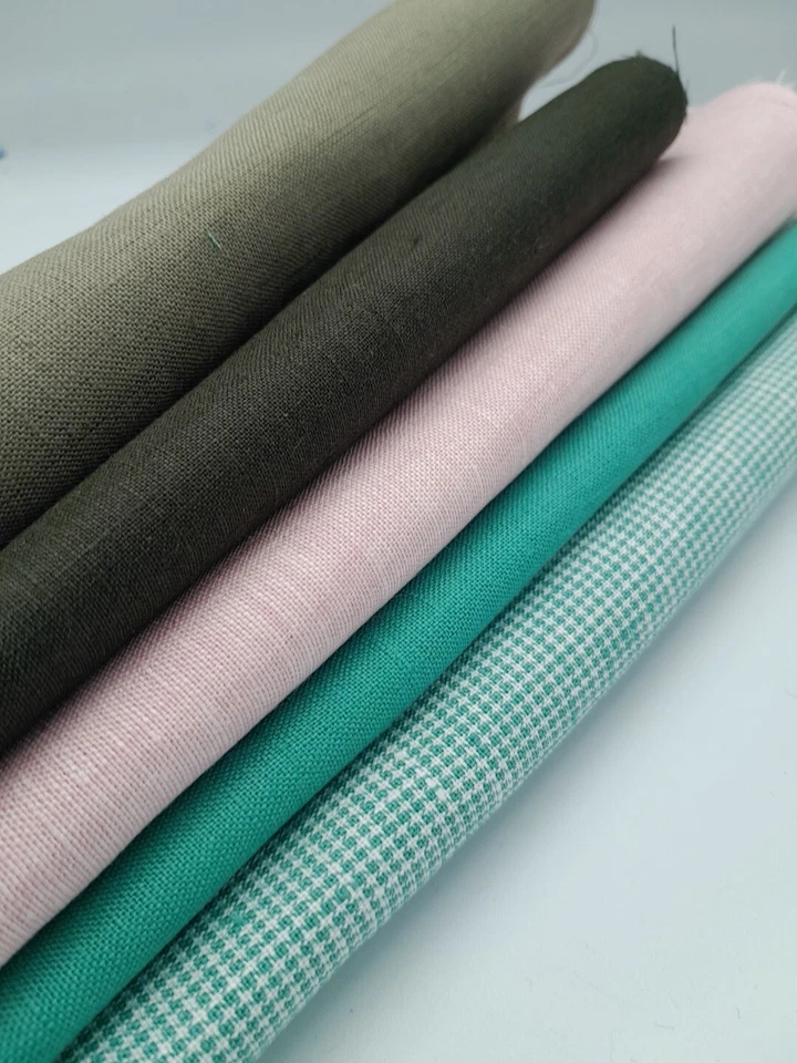 Remnant Scrap Bag 5 Pieces 100% Irish linen Crafting Fabric QF50 Winter - Image 2 of 4