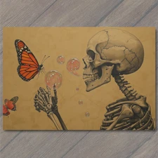 Art Print Bubble Breath Skeleton Butterfly Flight Dreamlike Surreal Skull
