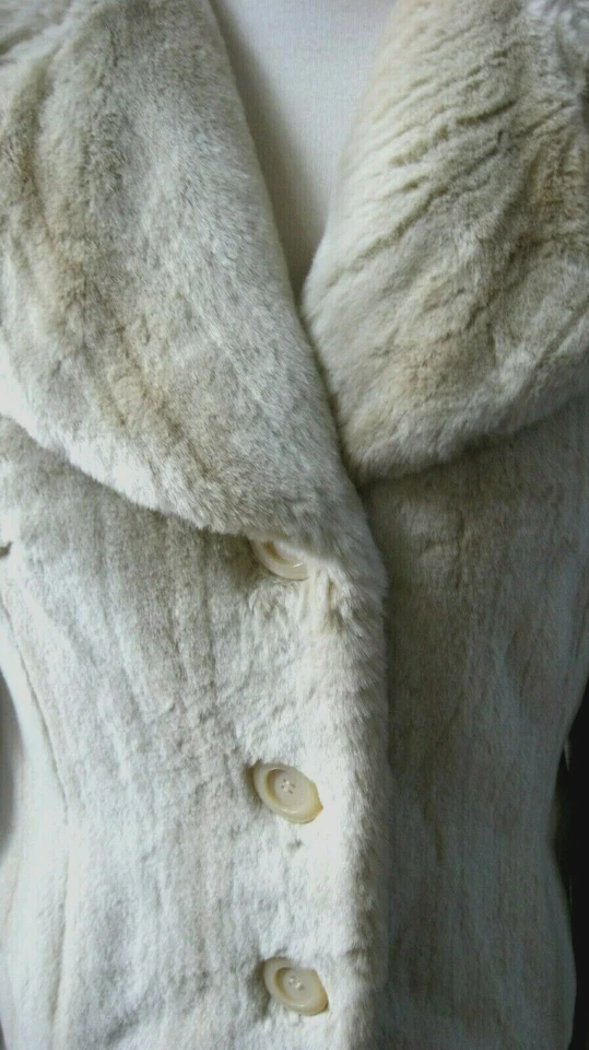 Chaqueta Abrigo Mujer Nine West Suave Imitación Beige/Marfil Piel Suave Talla M Foto 3 de 4