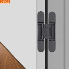 2 Pack of Door Hinges Black - 6 in Hidden Hinges for Wooden Door Security Door