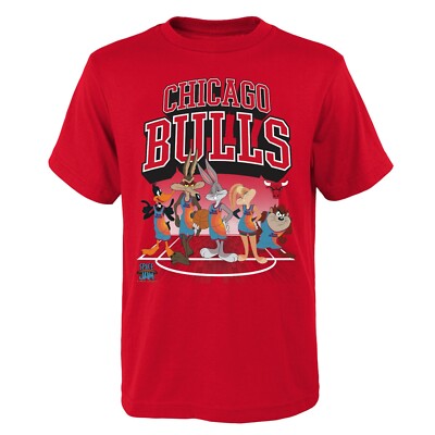 Space Jam Kinder T-Shirt Tunes Court Chicago Bulls rot New Legacy Youth Size NBA
